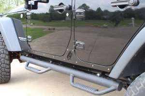 Jeep Wrangler Rubicon Unlimited Rocker Guard - Fishbone Offroad - Scale Armor - Gloss Black - `07-`18